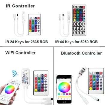 Bluetooth Wifi Benzi cu LED-uri RGB 5050 2835 5M 10M 15M 20M Wifi SMD Panglică Flexibil rezistent la apa IR Controller Banda LED Diode 12V DC