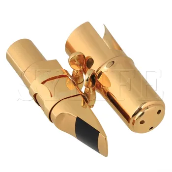 Saxofon Tenor Alamă Bucală cu Capac și Ligatură Dimensiunea #7 Placat cu Aur