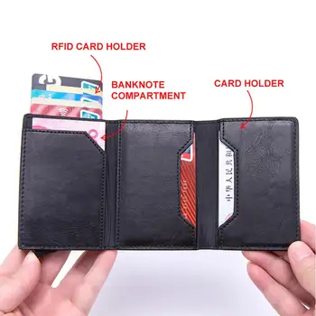 În 2020, Noul Smart card holder Vintage din Piele PU Monedă Posete Magnetic de Închidere Card caz Casual Barbati portofel de Blocare RFID Card de Portofel