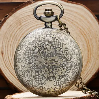 Ceas Transport Bronz Antic ceas de Buzunar Cu Lanț Colier Cadou Pentru Barbati Femei Retro Pandantiv Fob Ceasuri