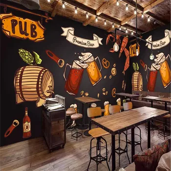 Europene și Americane de Stil Retro din Lemn sau Zid de Caramida Cowboy Bere Murale 3D Tapet Restaurant, Bar, KTV Winery Pereti Decor picturi Murale