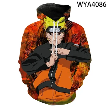 2020 Nou Anime Naruto 3D Hanorace Barbati Femei Copii Moda Maneca Lunga Haina Fată Băiat Cool Pulover de Aur Naruto Hoody