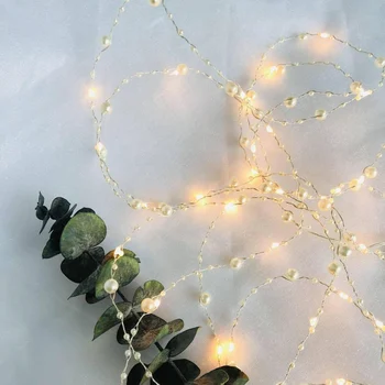 Creative DIY Petrecere de Nunta de Decorare Perla Lumini Șir de LED-uri Margele de Sârmă de Cupru Lămpi Living Decorul Camerei