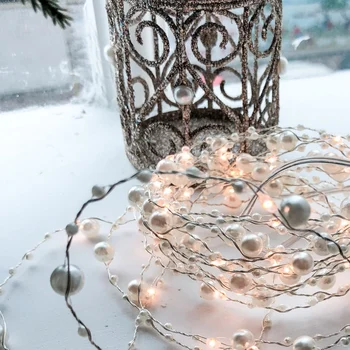 Creative DIY Petrecere de Nunta de Decorare Perla Lumini Șir de LED-uri Margele de Sârmă de Cupru Lămpi Living Decorul Camerei