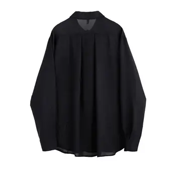 XITAO Cutat Elegant Negru Bluza de Moda Nou Singur Sân Complet Maneca Rândul său, în Jos Guler 2019 Iarna Tricou Vrac DMY2070