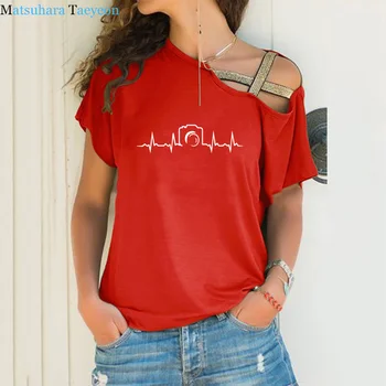 Emoție de Fotografiat Femei T-shirt de Imprimare Camasi de Vara cu Maneci Scurte din Bumbac Tricou Fotograf de Moda T-shirt, Blaturi de Îmbrăcăminte