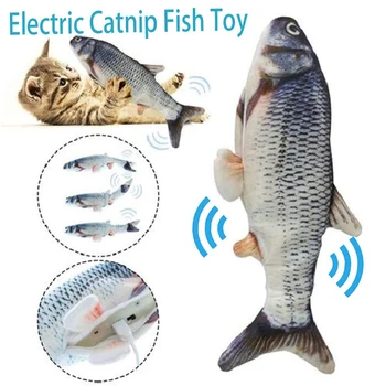 Electrice În Mișcare Pisica Kicker Pește Jucărie Realist Flop Pește Wiggle Pește Catnip Jucării Mișcare Pisoi Jucărie De Pluș Interactiv Cat Jucării