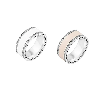 Inimile roz Email & Clear CZ Inel Argint Femei Inele Pentru a Face Bijuterii 925 de Argint Originale Bijuterii Make Up Femeie Inel Cadou