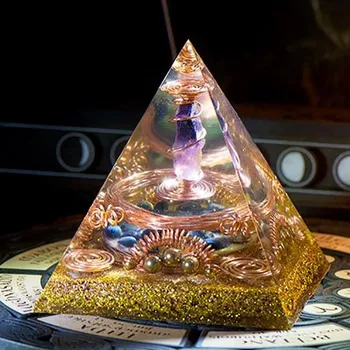 AURA REIKI Joasa Divinație Piramida de Cristal Natural de Câmp Magnetic Converter Exorciza Spiritele Rele Piramida Rasina de Artizanat C0054