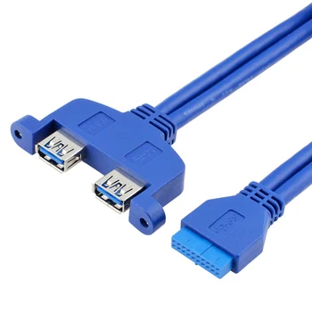 Interne 2Pin USB 3.0 de sex Feminin Monta Panoul de la Placa de baza 20pin Cablu cu Suport PCI 50cm