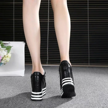 WGZNYN Primavara toamna Pantofi Pene Femeie Platforma Adidasi Pantofi Fermoar Ascuns Inaltime Toc Creșterea Pantofi Casual Pentru Femei W405