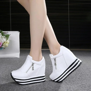 WGZNYN Primavara toamna Pantofi Pene Femeie Platforma Adidasi Pantofi Fermoar Ascuns Inaltime Toc Creșterea Pantofi Casual Pentru Femei W405