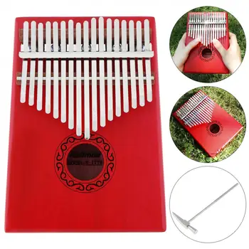 17 Cheie Roșu Kalimba Singur Bord Mahon Degetul mare Pian Mbira Mini Tastatura Instrument cu Accesorii Complete