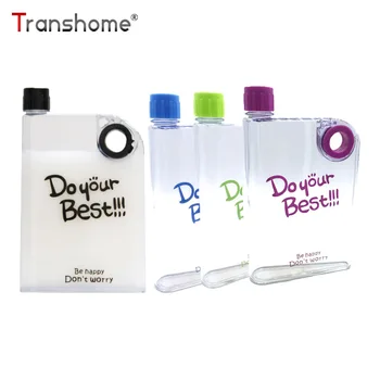 Transhome A5 Plat Sticla de Apa Portabile, etanșe Sticla de Lapte Creativ Plastic Transparent Sticla de Apă de Sport în aer liber Drinkware