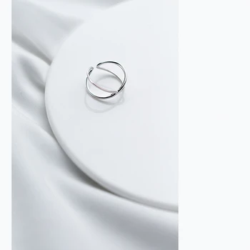 Autentic Argint 925 X Tubulare Cruce Inel Deschis Moda Contractat Simplu Reglabil Degetul Bijuterii Pentru Femei, Fete En-Gros