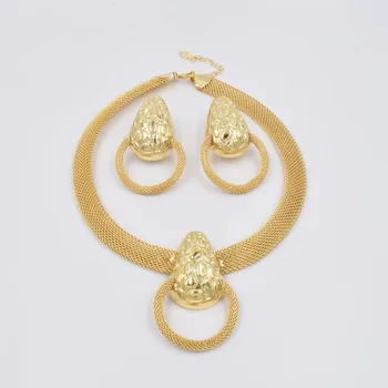 Noul design de Înaltă Calitate, Italia 750 de Aur de Culoare Set de Bijuterii Pentru Femei africane margele bijuterii de moda necklcace set cercei bijuterii
