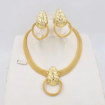 Noul design de Înaltă Calitate, Italia 750 de Aur de Culoare Set de Bijuterii Pentru Femei africane margele bijuterii de moda necklcace set cercei bijuterii