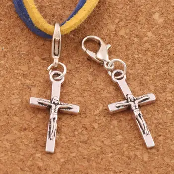 Crucifix Cross Religioase Homar Ghearelor Incuietoare Farmecul Margele 13x38.2mm 28PCS Zinc din Aliaj de Bijuterii DIY C483