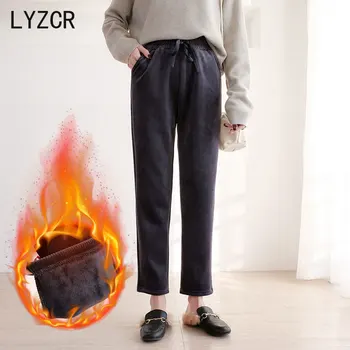 LYZCR Iarna Catifea, Pantaloni de Catifea Pentru Femei Gros Cald Vrac Femei Casual Pantaloni Fleece Pantaloni Drepte Pantaloni de Iarna pentru Femeie