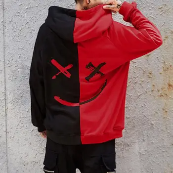 Bărbații Zâmbesc Hanorace 2019 Iarna Hip Hop Print Supradimensionat Jachete De Moda Mozaic Unisex Cuplu Streetwear Bărbați Femei Hoodies