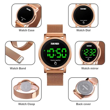 SKMEI Brand de Oameni Atingeți Ceas Electronic cu LED pentru Bărbați Ceas Digital de Moda de Lux, Ceasuri de Aur Casual Impermeabil Ceas Masculin