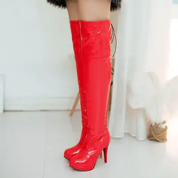 Karinluna Vânzare Fierbinte 2021 Nou la Modă de sex Feminin Pantofi dantela-up over-the-genunchi Cizme Solide de pantofi cu Toc Coapsa Inalta Femei Papuceii