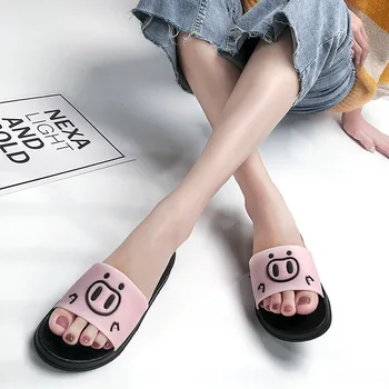 Non-alunecare de Desene animate Drăguț de Porc Model de Pantofi pentru Femei Primavara-Vara Papuci de Casă Diapozitive Papuci Femei Grosime Fund Moale rezistent la Uzura