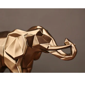 Modern Abstract Negru Elefant Statuie Rășină Ornamente Decor Acasă accesorii Cadou Geometrice Rășină de Aur Elefant Sculptura