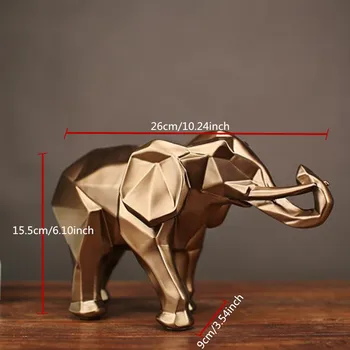 Modern Abstract Negru Elefant Statuie Rășină Ornamente Decor Acasă accesorii Cadou Geometrice Rășină de Aur Elefant Sculptura