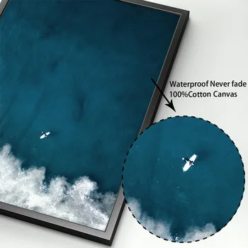 Blue Ocean Munte Citate Peisaj Arta De Perete Panza Pictura Nordică Postere Si Printuri Poze De Perete Pentru Camera De Zi Decor Acasă