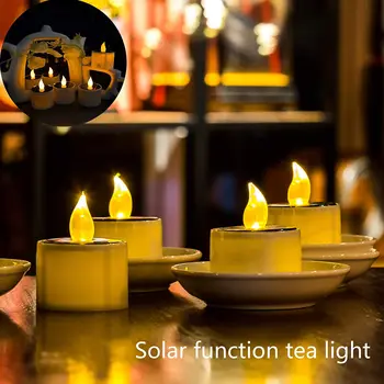 LEADLY fără flacără LED Ceai aprind Lumanari Unul Alimentat cu energie Solară fara parfum CONDUS Tealight Lumanarea Fals Lampă Lumânare Tealight Pâlpâie Becul
