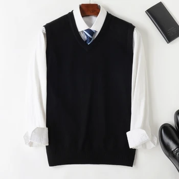 4XL 5XL 6XL 7XL 8XL Bărbați V-neck pulover vesta 2021 primăvară business casual de îmbrăcăminte de brand clasic de culoare solidă pulover pulover