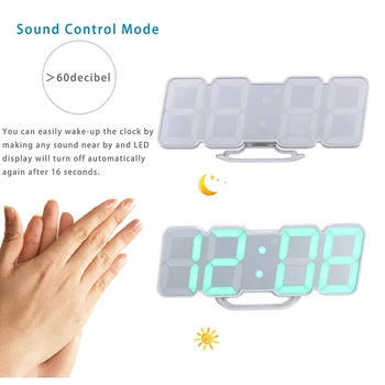 Control vocal 3D LED Digital Ceas de Perete de la Distanță de Control Electronic Masă Ceasul De Pe Perete Nixie Ceas de Bucătărie, Administrat de o pictură Murală