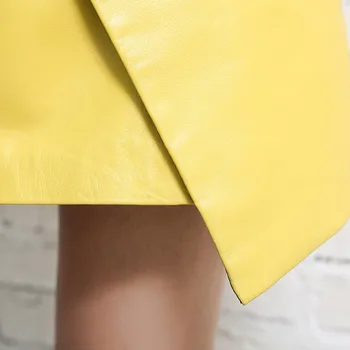 2020 Toamna Iarna Noi, Originale, Din Piele Galben-Linie Fuste Femei Slim Harajuku Din Piele De Oaie Sexy Fuste Mini Streetwear