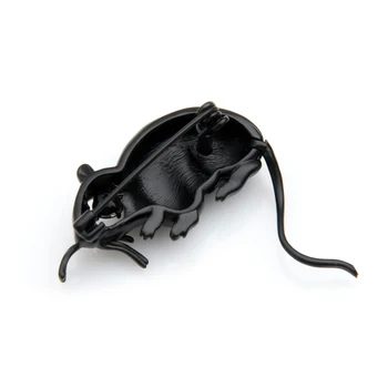 Wuli&copilul de Aur Negru Mouse-ul Broșe Femei Bărbați Email Rat Animal Ace de Brosa, Cadouri de