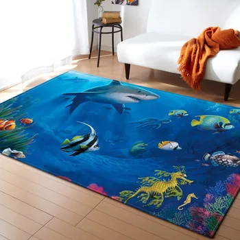 Covor Pentru copii Dormitor de Dimensiuni mari 3D Delfin/shark/pește Podea Moale Covor Mare Ocean Podea Camera de zi, Covoare anti-Alunecare Mat l18