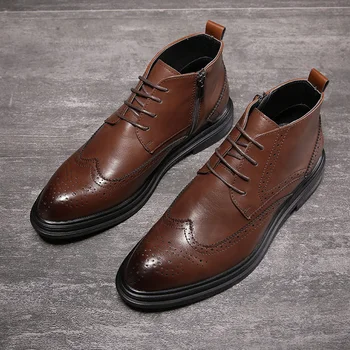 Desai Bărbați Cizme Rochie Nouă Oameni de Afaceri Cizme din Piele PU Pantofi Bărbați Confortabil în aer liber Glezna Cizme de Mari Dimensiuni 38-48 Pantofi Casual