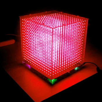 DIY mini 3D 16 LED-uri de Lumină cubeed Animatie salvare pentru Card SD / 16x16x16 3D LED /Kituri,3D LED,Cadou de Crăciun