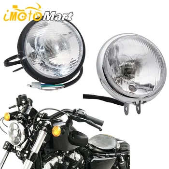 6 inch Motocicleta Retro Fața de Lumină a Farurilor de Înaltă faza scurtă Lampa cu Halogen Bec Far Pentru Honda, Yamaha, Harley Custom Cafe Racer