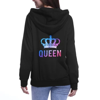 Una Bucata Regina Regelui Coroana de Print Hanorac cu Maneca Lunga Cuplu Pulover Moda Sexy Scrisoare Femei Hoodie 2020 Îmbrăcăminte pentru Femei
