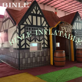 Custom house în formă de uriaș gonflabil bar cort gonflabil irish bar pub cu butoaie pentru petrecere în aer liber