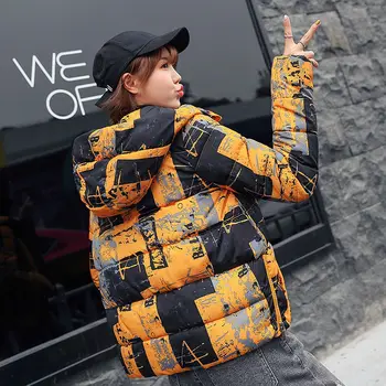 2019 iarna noi bumbac căptușit femei pe scurt tipărite pâine jacheta coreeană în jos jacheta de bumbac mic ins sacou captusit