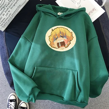 Demom slayer Plus Dimensiune Hoodie Zenitsu Merluciu Tricoul Streetwear Nou casual cu basic print Anime Tricoul Meme Moda hanorace