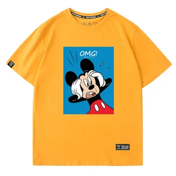 Disney Elegant Mickey Mouse Desene animate OMG Scrisoare de Imprimare O-Gât Pulover cu Maneci Scurte T-Shirt pentru Femei de Moda Vrac Tee Maxim 5 Culori