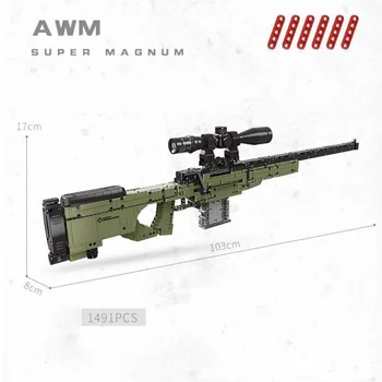Simulare Moderne de arme militare bloc ww2 AWM pușcă cu Lunetă de fotografiere pistol cărămizi băieți jucării cu gloanțe de colectare