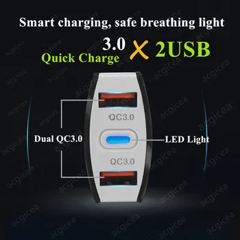 LED-uri Auto Încărcător de Încărcare Rapidă QC 3.0 7A Pentru Telefon Mobil, 2 Porturi USB Încărcător Rapid de Încărcare Adaptor Pentru iphone xiaomi masina-incarcator