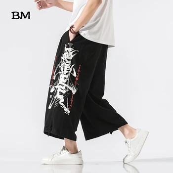 Chineză Stil Creativ Bumbac Imprimat Lenjeria De Largi Picior Pantaloni Barbati De Moda Tai Chi Kung Fu Pantaloni De Vara Picior Drept Pantaloni Haine