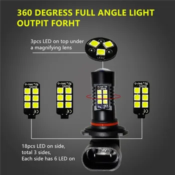 2 buc 9006 HB4 LED Lumina de Ceață 1200LM Masina Becuri cu LED-uri 3030 Alb Lumini Auto Lampă 6000K 12V Lampa cu Led-uri