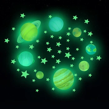 Stele Planeta Stralucitoare În Întuneric Autocolant de Iluminat în Noaptea de Arta Autocolante Luminoase Camera Copiilor Autocolante Fluorescente