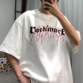 Harajuku Tricou Maneca Rece Unisex Scurte Punk Gotice HipHop Barbati Tricou Scrisoare de Imprimare de Vara T-shirt Epocă Streetwear Supradimensionat